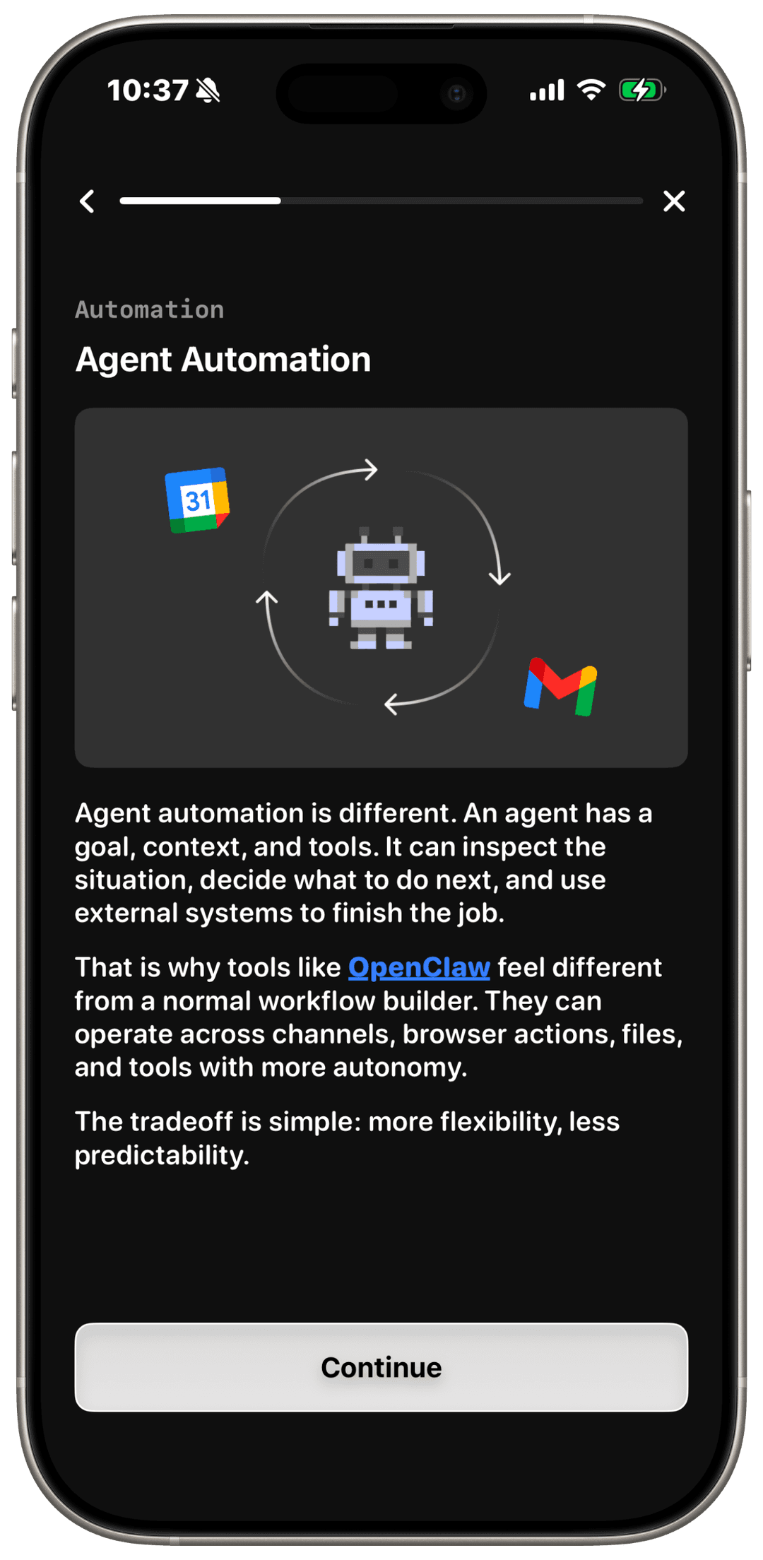 Disparity lesson screen showing agent automation content